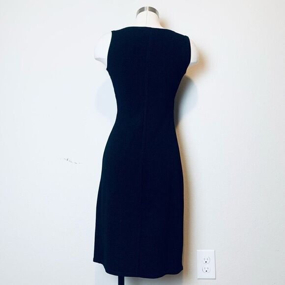 Vintage Onyx Nite 90s VTG Black Glitter Wave Dress Medium Midi Knee - Picture 3 of 8